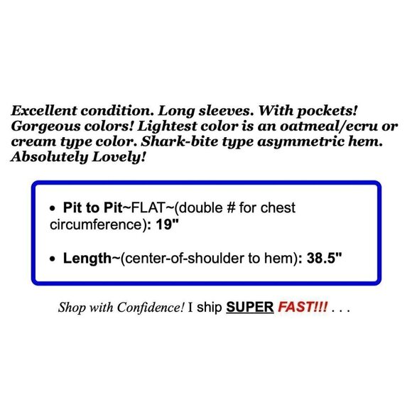 J Jill Sz S Asymmetrical Colorful Striped Open Front Sweater Duster Cardigan - Picture 10 of 10